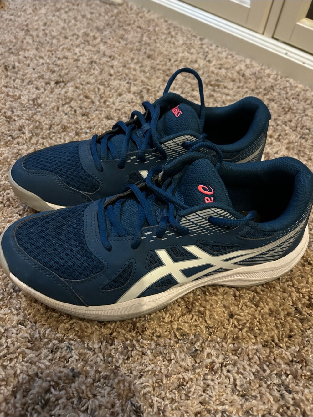 Asics Navy Blue and White Men's Athletic Running Shoes
